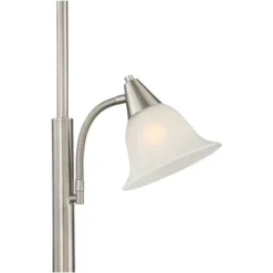 360 Lighting Jordan Modern Torchiere Floor Lamp With Side Lights 71 1/2" Tall Brushed Nickel Alabaster Glass Shade For Living Room Reading Bedroom -360 Lighting GUEST 6bec1e20 9d5f 422a 9222 74f34b37cea6