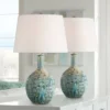 360 Lighting Mid Century Modern Table Lamps 26" High Set Of 2 Ceramic Teal Glaze Handcrafted White Empire Shade For Living Room (Colors May Vary) -360 Lighting GUEST 6c80986a 79db 439a b44b 763e32f43f53