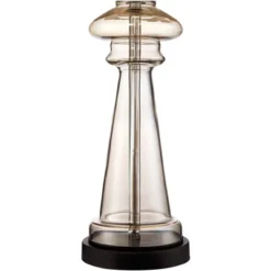 360 Lighting Table Lamp 27" Tall Clear Champagne Gold Glass Taupe Drum Shade Living Room Family Bedroom Bedside Nightstand Office -360 Lighting GUEST 6d168cfb 3d67 4e32 93bd 2336be229c95