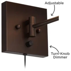 360 Lighting Lanett Modern Swing Arm Wall Lamps Set Of 2 Painted Bronze Plug-in Light Fixture Oatmeal Empire Shades For Bedroom Bedside Living Room -360 Lighting GUEST 6dd845fb 5b1b 45cf 9112 56fbed2ba260