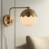 360 Lighting Kelowna Mid Century Modern Swing Arm Wall Lamp Brass Plug-in Light Fixture Globe Glass Shade For Bedroom Bedside Living Room Reading Home -360 Lighting GUEST 6e115946 e602 4436 937d feabbd64fb6d