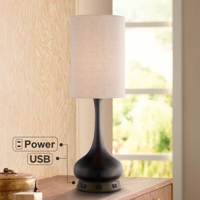 360 Lighting Modern Table Lamp With USB And AC Power Outlet Workstation Charging Base 24.5" High Espresso Bronze Droplet Living Room Desk Office 3 360 Lighting Modern Table Lamp With USB And AC Power Outlet Workstation Charging Base 24.5" High Espresso Bronze Droplet Living Room Desk Office