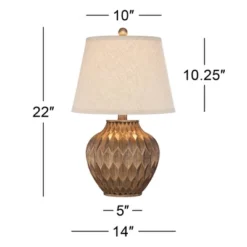 360 Lighting Accent Urn Table Lamp With USB Charging Port 22" High Warm Bronze Drum Shade For Living Room Desk Bedroom House -360 Lighting GUEST 6e8066d4 1a20 45e1 822e 9dacd21fcc24
