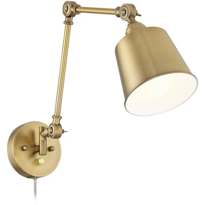 360 Lighting Mendes Modern Swing Arm Wall Lamps Set Of 2 Brass Gold Plug-in Light Fixture Metal Shade For Bedroom Bedside Living Room Reading House 8 360 Lighting Mendes Modern Swing Arm Wall Lamps Set Of 2 Brass Gold Plug-in Light Fixture Metal Shade For Bedroom Bedside Living Room Reading House - Image 6