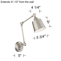 360 Lighting Mendes Modern Wall Lamps Set Of 2 Brushed Nickel Plug-in 4 1/4" Light Fixture Up Down Adjustable For Bedroom Reading Living Room Hallway -360 Lighting GUEST 70774309 85fe 48d5 a612 ae7dbf42def0