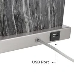 360 Lighting Connie Modern Table Lamps Set Of 2 With Black Marble Riser 25" High Black Faux Marble USB Charging Port White Rectangular Shade For Desk 10 360 Lighting Connie Modern Table Lamps Set Of 2 With Black Marble Riser 25" High Black Faux Marble USB Charging Port White Rectangular Shade For Desk -360 Lighting GUEST 71589750 1e2d 47e9 a685 da6f3eb5bf29