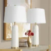 360 Lighting Maceao Modern Table Lamps 28" Tall Set Of 2 White Faux Marble Tapered Drum Shade For Bedroom Living Room Bedside Nightstand Office House -360 Lighting GUEST 7241d364 c266 4e12 ad6a 5d97525897fb