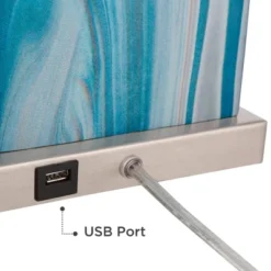 360 Lighting Connie Modern Table Lamps 25" High Set Of 2 Blue Faux Marble With USB Charging Ports LED White Shade For Bedroom Living Room House Desk 12 360 Lighting Connie Modern Table Lamps 25" High Set Of 2 Blue Faux Marble With USB Charging Ports LED White Shade For Bedroom Living Room House Desk -360 Lighting GUEST 744a14ec facf 446e bda5 584e0666f163