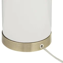 360 Lighting Modern Coastal Table Lamp 26" High White Ceramic Fabric Drum Shade For Bedroom Living Room Bedside Nightstand Office House Home Family -360 Lighting GUEST 74c9379d 35d6 4d57 a5d9 ed3871ac6d1e