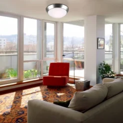 360 Lighting Modern Ceiling Light Flush Mount Fixture 13" Wide Brushed Nickel 2-Light Frosted Glass Dome Shade For Bedroom Kitchen Living Room Hallway -360 Lighting GUEST 7642ea5e 7e6f 4ebe a62c 10b631419d65