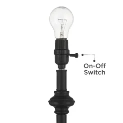 360 Lighting Carter Rustic Farmhouse 3 Piece Table Floor Lamp Set Black Metal Cream Fabric Tapered Drum Shade For Living Room Bedroom Office House -360 Lighting GUEST 774ccb22 dded 4c19 ab46 7329937257dd