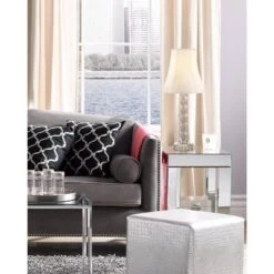 360 Lighting Bohemian Country Cottage Accent Table Lamp 21" High Clear Stacked Glass Off White Bell Shade For Bedroom Living Room Bedside Nightstand -360 Lighting GUEST 7780192b 770b 4b72 9404 65fadeb28d02