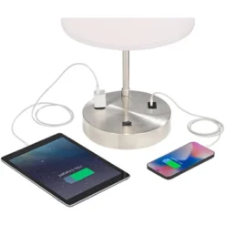 360 Lighting Colby Modern Desk Lamp 21" High Brushed Nickel With USB And AC Power Outlet In Base White Linen Drum Shade For Bedroom Living Room Office 12 360 Lighting Colby Modern Desk Lamp 21" High Brushed Nickel With USB And AC Power Outlet In Base White Linen Drum Shade For Bedroom Living Room Office -360 Lighting GUEST 78c528f4 17e2 41d1 8001 828986e314ee