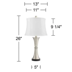 360 Lighting Seymore Modern Table Lamps 26" High Set Of 2 White Softback With USB Charging Port LED Touch On Off Silver Drum Shade For Bedroom Desk -360 Lighting GUEST 78d69c4f 48d7 45b1 b724 41d5484e8b1d