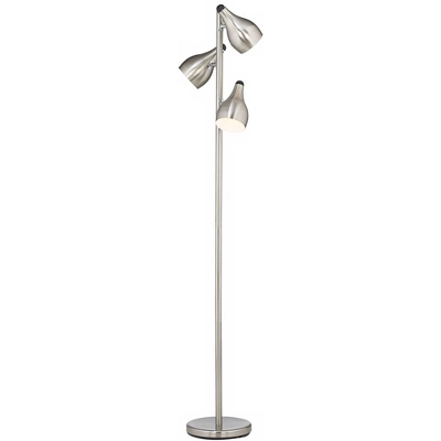 360 Lighting Modern Floor Lamp 3-Light Tree 64" Tall Brushed Steel Adjustable Shades For Living Room Reading Bedroom Office 5 360 Lighting Modern Floor Lamp 3-Light Tree 64" Tall Brushed Steel Adjustable Shades For Living Room Reading Bedroom Office - Image 3