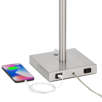 360 Lighting Andre Modern Table Lamps 26 3/4" High Set Of 2 Metal With USB And AC Power Outlet In Base Table Top Dimmers White Drum Shade For Desk 5 360 Lighting Andre Modern Table Lamps 26 3/4" High Set Of 2 Metal With USB And AC Power Outlet In Base Table Top Dimmers White Drum Shade For Desk - Image 3