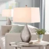 360 Lighting Royce Modern Table Lamps 24 1/2" High Set Of 2 Silver Metal Teardrop Off White Rectangular Shade For Bedroom Living Room Bedside Office -360 Lighting GUEST 7c737b52 5f73 40a3 b0c5 803d074a2e00