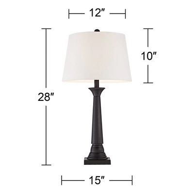 360 Lighting Dolbey Rustic Farmhouse Table Lamps 28" Tall Set Of 2 Bronze Off White Drum Shade For Bedroom Living Room Bedside Nightstand Office House 7 360 Lighting Dolbey Rustic Farmhouse Table Lamps 28" Tall Set Of 2 Bronze Off White Drum Shade For Bedroom Living Room Bedside Nightstand Office House - Image 5