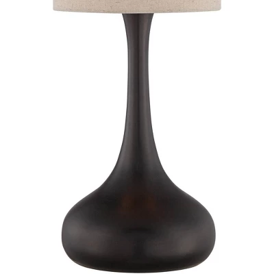 360 Lighting Modern Table Lamp 24.5" High Espresso Bronze Metal Droplet Linen Cylinder Shade For Living Room Family Bedroom Bedside Office 4 360 Lighting Modern Table Lamp 24.5" High Espresso Bronze Metal Droplet Linen Cylinder Shade For Living Room Family Bedroom Bedside Office - Image 2