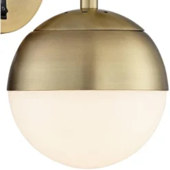 360 Lighting Luna Mid Century Modern Wall Lamp Brass Plug-in 5 1/2" Light Fixture Frosted Glass Globe For Bedroom Reading Living Room Hallway House -360 Lighting GUEST 801d11ec 8fce 4cd9 aa43 ab7c890abddd