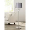 360 Lighting Modern Floor Lamp 62.5" Tall Satin Steel Chrome Crystal Chandelier Light Gray Satin Drum Shade For Living Room Reading Bedroom -360 Lighting GUEST 8045973f 55c4 4b22 a064 1ab49151b7f7