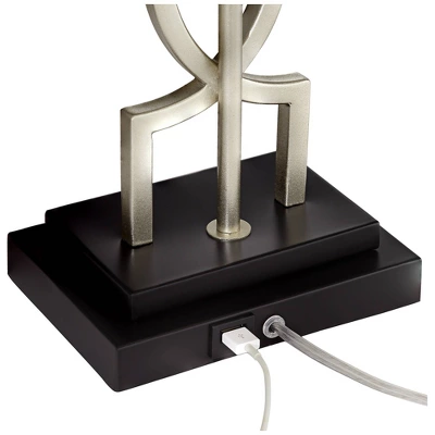 360 Lighting Evan Modern Table Lamps 28 1/2" Tall Set Of 2 Brushed Nickel With USB Charging Port White Rectangular Shade For Bedroom Living Room House 8 360 Lighting Evan Modern Table Lamps 28 1/2" Tall Set Of 2 Brushed Nickel With USB Charging Port White Rectangular Shade For Bedroom Living Room House - Image 6