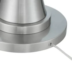 360 Lighting Karl Modern Floor Lamp Standing 63 3/4" Tall Brushed Nickel Metal White Tapered Drum Shade For Living Room House Bedroom Office Family -360 Lighting GUEST 85af4fc1 c9ba 40f4 aa5d bb3824849fdf