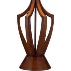 360 Lighting St. Claire Modern Mid Century Table Lamp 30 3/4" Tall Wood Open Vase Taupe Drum Shade For Bedroom Living Room Bedside Nightstand Office -360 Lighting GUEST 87deb495 cfd9 4a74 ac54 66f1fb56f8ff