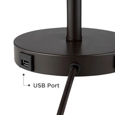 360 Lighting Heyburn Modern Accent Table Lamps 20" High Set Of 2 Bronze With USB And AC Power Outlet In Base Oatmeal Cylinder Shade For Bedroom Desk 6 360 Lighting Heyburn Modern Accent Table Lamps 20" High Set Of 2 Bronze With USB And AC Power Outlet In Base Oatmeal Cylinder Shade For Bedroom Desk - Image 4