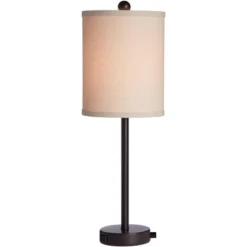 360 Lighting Trotter Modern Table Lamps 23 3/4" High Set Of 2 Oiled Bronze With USB And AC Power Outlet In Base Burlap Shade For Living Room Home Desk -360 Lighting GUEST 8bb2606b e84e 4896 a208 70b028150e25