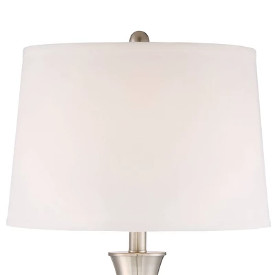 360 Lighting Simon Modern Table Lamps Set Of 2 With Square Risers 27" Tall Brushed Nickel USB Charging Port White Shade For Bedroom Living Room Desk 4 360 Lighting Simon Modern Table Lamps Set Of 2 With Square Risers 27" Tall Brushed Nickel USB Charging Port White Shade For Bedroom Living Room Desk - Image 2