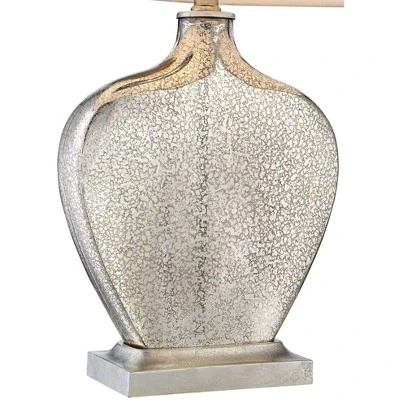 360 Lighting Axel Modern Table Lamps 25" High Set Of 2 Mercury Glass White Fabric Drum Shade For Bedroom Living Room Bedside Nightstand Office Kids 6 360 Lighting Axel Modern Table Lamps 25" High Set Of 2 Mercury Glass White Fabric Drum Shade For Bedroom Living Room Bedside Nightstand Office Kids - Image 4