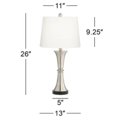 360 Lighting Seymore Modern Table Lamps 26" High Set Of 2 Silver With USB Charging Port LED Touch On Off White Drum Shade For Bedroom Living Room Desk -360 Lighting GUEST 8e426f7e fe56 4e05 ba41 14b46b483e6f
