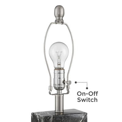 360 Lighting Connie Modern Table Lamps Set Of 2 With Black Marble Riser 25" High Black Faux Marble USB Charging Port White Rectangular Shade For Desk 4 360 Lighting Connie Modern Table Lamps Set Of 2 With Black Marble Riser 25" High Black Faux Marble USB Charging Port White Rectangular Shade For Desk - Image 2