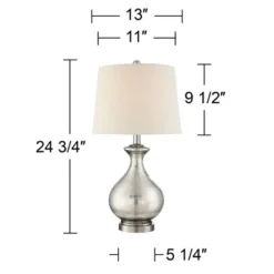 360 Lighting Albert Modern Table Lamp 24 3/4" High Mercury Glass Gourd Oatmeal Drum Shade For Bedroom Living Room Bedside Nightstand Office Kids House 14 360 Lighting Albert Modern Table Lamp 24 3/4" High Mercury Glass Gourd Oatmeal Drum Shade For Bedroom Living Room Bedside Nightstand Office Kids House -360 Lighting GUEST 90136717 02c2 4e0c adb0 1aa993974e95