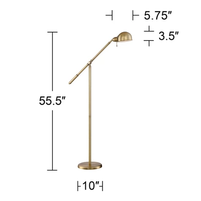 360 Lighting Traditional Pharmacy Floor Lamp With USB Charging Port 55" Tall Brass Dome Shade Adjustable Arm For Living Room Reading 10 360 Lighting Traditional Pharmacy Floor Lamp With USB Charging Port 55" Tall Brass Dome Shade Adjustable Arm For Living Room Reading - Image 8