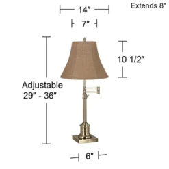 360 Lighting Traditional Swing Arm Desk Table Lamp Adjustable Height 36" Tall Antique Brass Natural Burlap Bell Shade Living Room Bedroom 5 360 Lighting Traditional Swing Arm Desk Table Lamp Adjustable Height 36" Tall Antique Brass Natural Burlap Bell Shade Living Room Bedroom -360 Lighting GUEST 94d13730 96f6 4463 859d e498cb4b8230