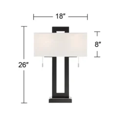 360 Lighting Neil Modern Table Lamp With Clear Riser 26" High Black With USB Charging Port White Rectangular Shade For Bedroom Living Room House Desk -360 Lighting GUEST 95d6b352 f8b3 4101 8dcd 555e9e321bb6