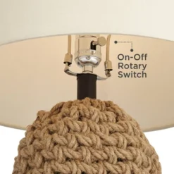 360 Lighting Modern Coastal Table Lamp 26 1/2" High Natural Wicker Rope Tapered Drum Shade For Living Room Bedroom House Bedside -360 Lighting GUEST 96178c8b 0c5f 4d4a 95e5 721c35f3f8e6