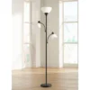 360 Lighting Bingham Modern Torchiere Floor Lamp With Side Lights 71 1/2" Tall Black Metal White Shade For Living Room Reading Bedroom Office House