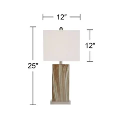 360 Lighting Connie Modern Table Lamps Set Of 2 25" High Brown Faux Marble With USB Charging Port White Rectangular Shade For Living Room Office Desk -360 Lighting GUEST 99791b9b 0488 4e77 a280 94707e06cc1a