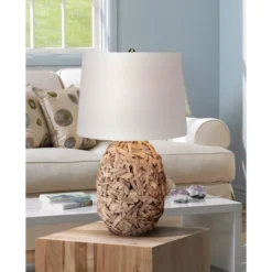 360 Lighting Nantucket Modern Coastal Table Lamp 26" High Natural Woven Seagrass White Drum Shade For Bedroom Living Room House Bedside Nightstand -360 Lighting GUEST 99b56ec0 2ec3 463d 83ac de910090fd7c