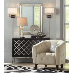 360 Lighting Table Lamp 27" Tall Clear Champagne Gold Glass Taupe Drum Shade Living Room Family Bedroom Bedside Nightstand Office -360 Lighting GUEST 9a467473 af0a 4d89 9ee0 87c1f90e9dbc