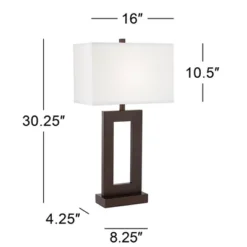 360 Lighting Marshall Modern Industrial Table Lamp 30 1/2" Tall Bronze Metal White Rectangular Shade For Bedroom Living Room Bedside Nightstand Office -360 Lighting GUEST 9b0dc2f2 70fe 4ad5 ae8c 9b662f70f4aa