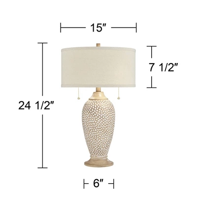 360 Lighting Cody Rustic Farmhouse Table Lamps 24 1/2" High Set Of 2 Beige Textured Pebble Drum Shade For Bedroom Living Room Bedside Nightstand House 9 360 Lighting Cody Rustic Farmhouse Table Lamps 24 1/2" High Set Of 2 Beige Textured Pebble Drum Shade For Bedroom Living Room Bedside Nightstand House - Image 7