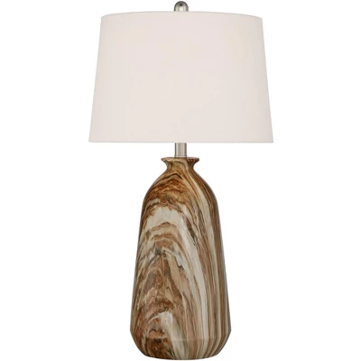 360 Lighting Carlton Modern Table Lamps 28" Tall Set Of 2 Swirling Brown Faux Marble White Tapered Drum For Bedroom Living Room Bedside Nightstand 8 360 Lighting Carlton Modern Table Lamps 28" Tall Set Of 2 Swirling Brown Faux Marble White Tapered Drum For Bedroom Living Room Bedside Nightstand - Image 6