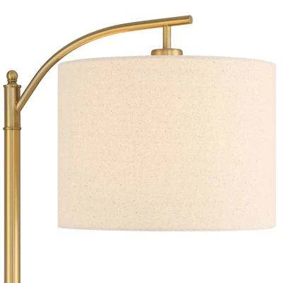 360 Lighting Modern Downbridge Floor Lamp 61 1/2" Tall Warm Gold Metal Off-White Linen Drum Shade For Living Room Reading Bedroom 4 360 Lighting Modern Downbridge Floor Lamp 61 1/2" Tall Warm Gold Metal Off-White Linen Drum Shade For Living Room Reading Bedroom - Image 2