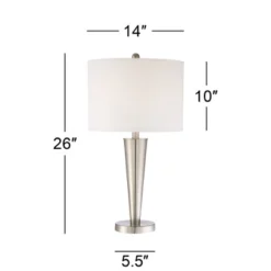 360 Lighting Geoff Modern Table Lamps 26" High Set Of 2 Brushed Nickel With USB Charging Port Table Top Dimmers White Drum Shade For Living Room Desk -360 Lighting GUEST 9cb7cad8 dad5 4ba8 983f 17475b0cabb7