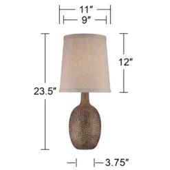 360 Lighting Chalane Rustic Accent Table Lamp 23 1/2" High Antique Bronze Hammered Texture Natural Beige Linen Shade For Bedroom Living Room Bedside -360 Lighting GUEST 9e79df93 f12f 4e1b ac32 d555a6d1df20