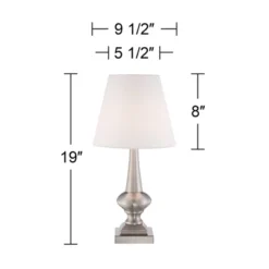 360 Lighting Brooks Modern Accent Table Lamps 19" High Set Of 2 Brushed Nickel Touch On Off White Fabric Shade For Bedroom Living Room Bedside Office -360 Lighting GUEST 9ea0b2c4 0e5d 483f a461 68afb1a3f995